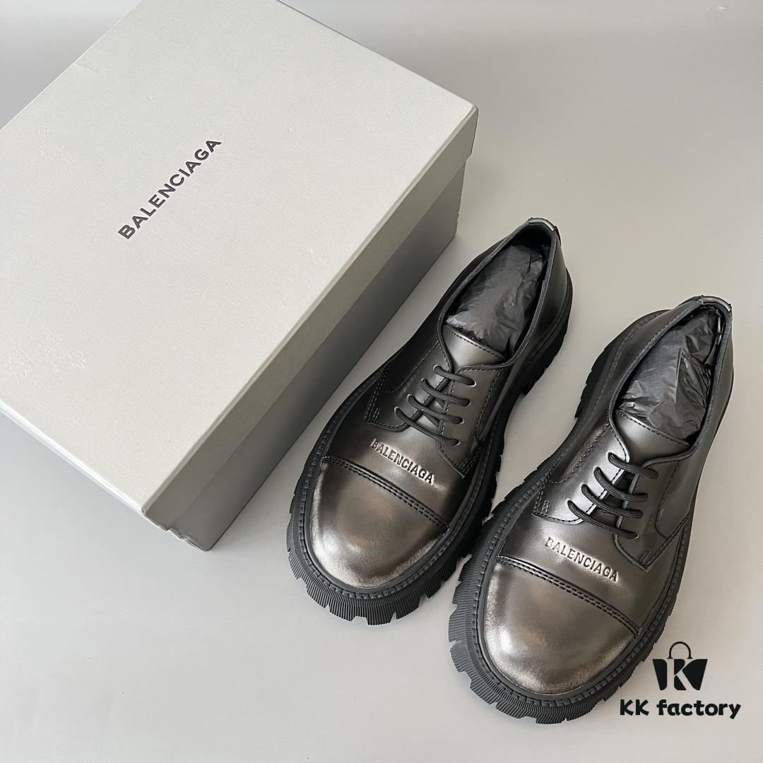 Balenciaga Tractor Leather Chunky Sole Lace-Up Shoes