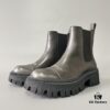 Balenciaga Tractor Leather Platform Ankle Boots with Distressed Detailing