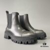 Balenciaga Tractor Leather Platform Ankle Boots with Distressed Detailing
