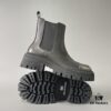 Balenciaga Tractor Leather Platform Ankle Boots with Distressed Detailing