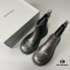 Balenciaga Tractor Leather Platform Ankle Boots with Distressed Detailing