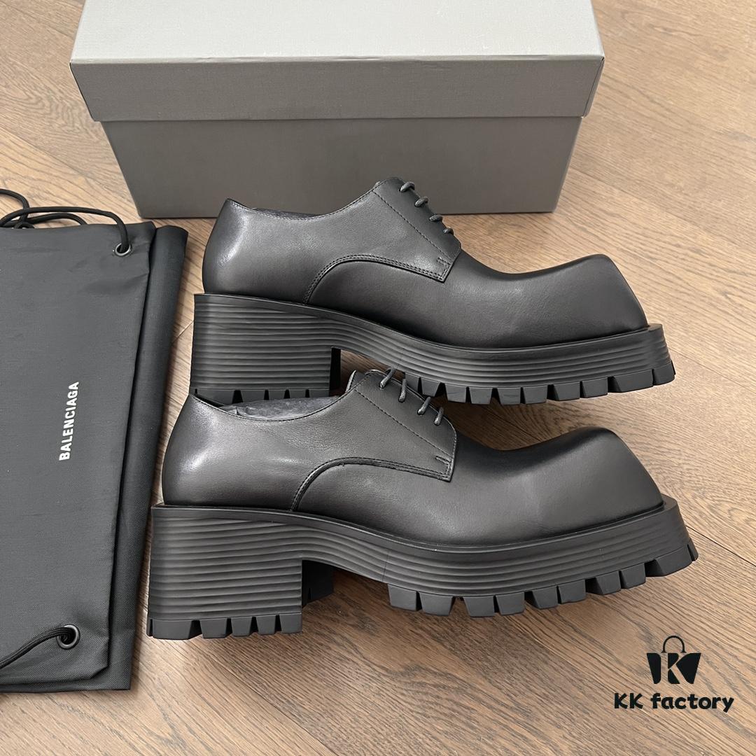 Balenciaga Trooper 4-Eyelet Lace-Up Platform Square-Toe Derby Shoes