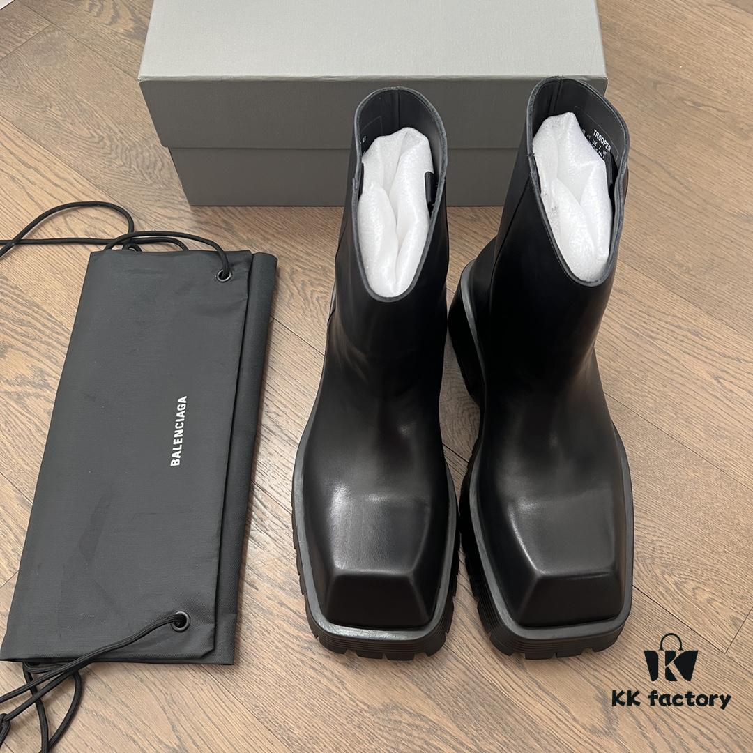 Balenciaga Trooper Chunky Square-Toe Ankle Boots