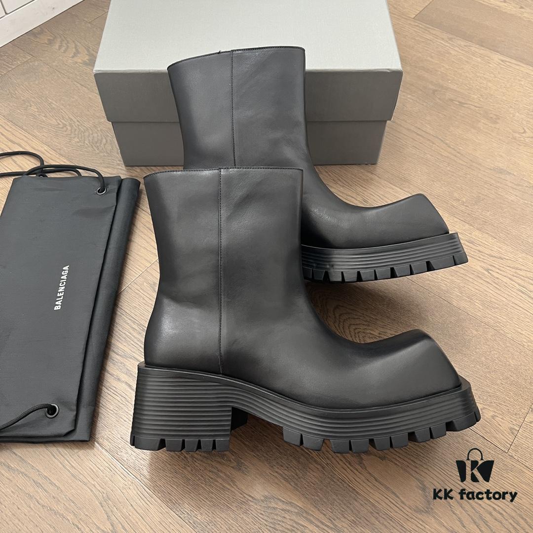 Balenciaga Trooper Chunky Square-Toe Ankle Boots