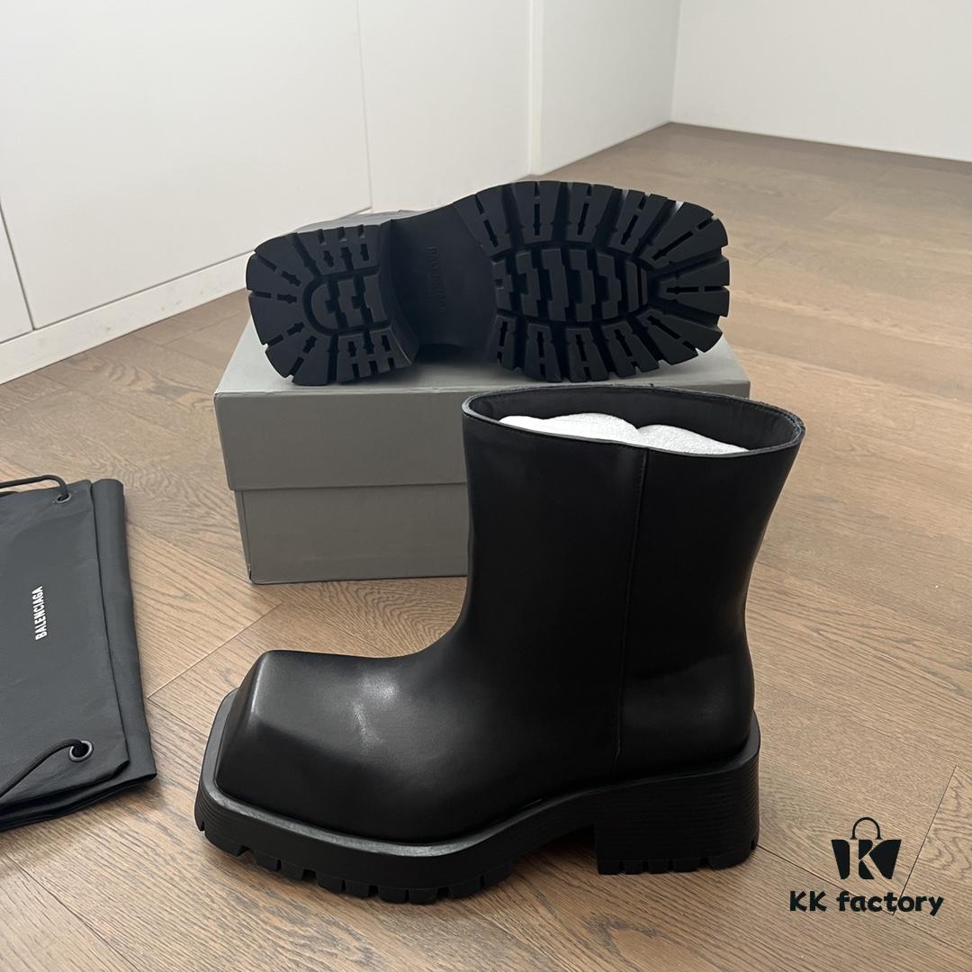 Balenciaga Trooper Chunky Square-Toe Ankle Boots