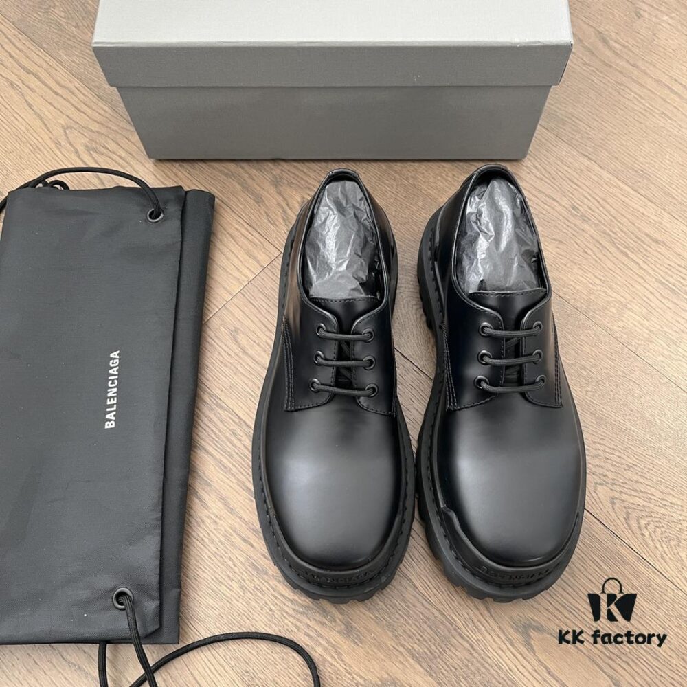 Balenciaga lace-up platform oxford casual leather shoes