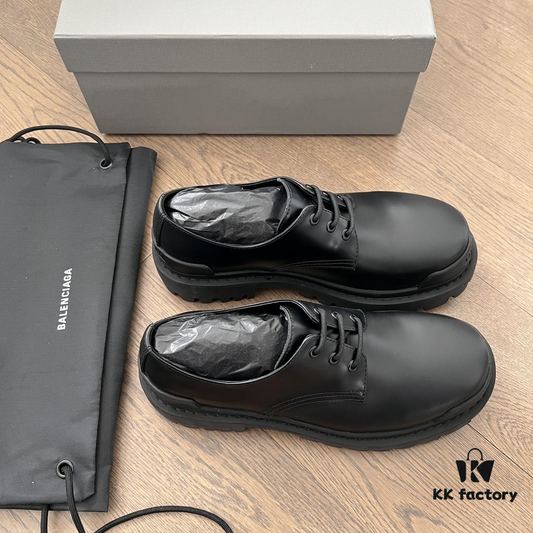 Balenciaga lace-up platform oxford casual leather shoes