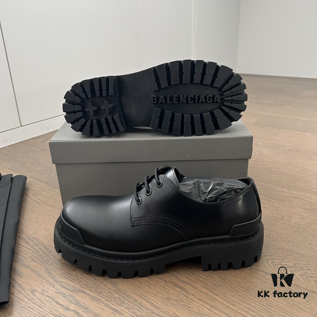 Balenciaga lace-up platform oxford casual leather shoes