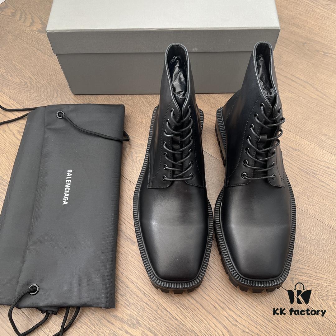 Balenciaga Gear-Soled Square-Toe Ankle Boots