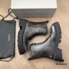 Balenciaga Tractor Leather Lace-Up Short Boots with Thick Sole and Distressed Detail