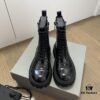 Balenciaga Tractor Chunky Leather Lace-Up Ankle Boots