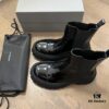 Balenciaga Tractor Outsole Split Pearl Calfskin Thick-Soled Short Boots