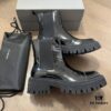 Balenciaga Tractor Outsole Split Pearl Calfskin Thick-Soled Short Boots