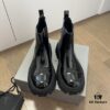 Balenciaga Tractor Outsole Split Pearl Calfskin Thick-Soled Short Boots