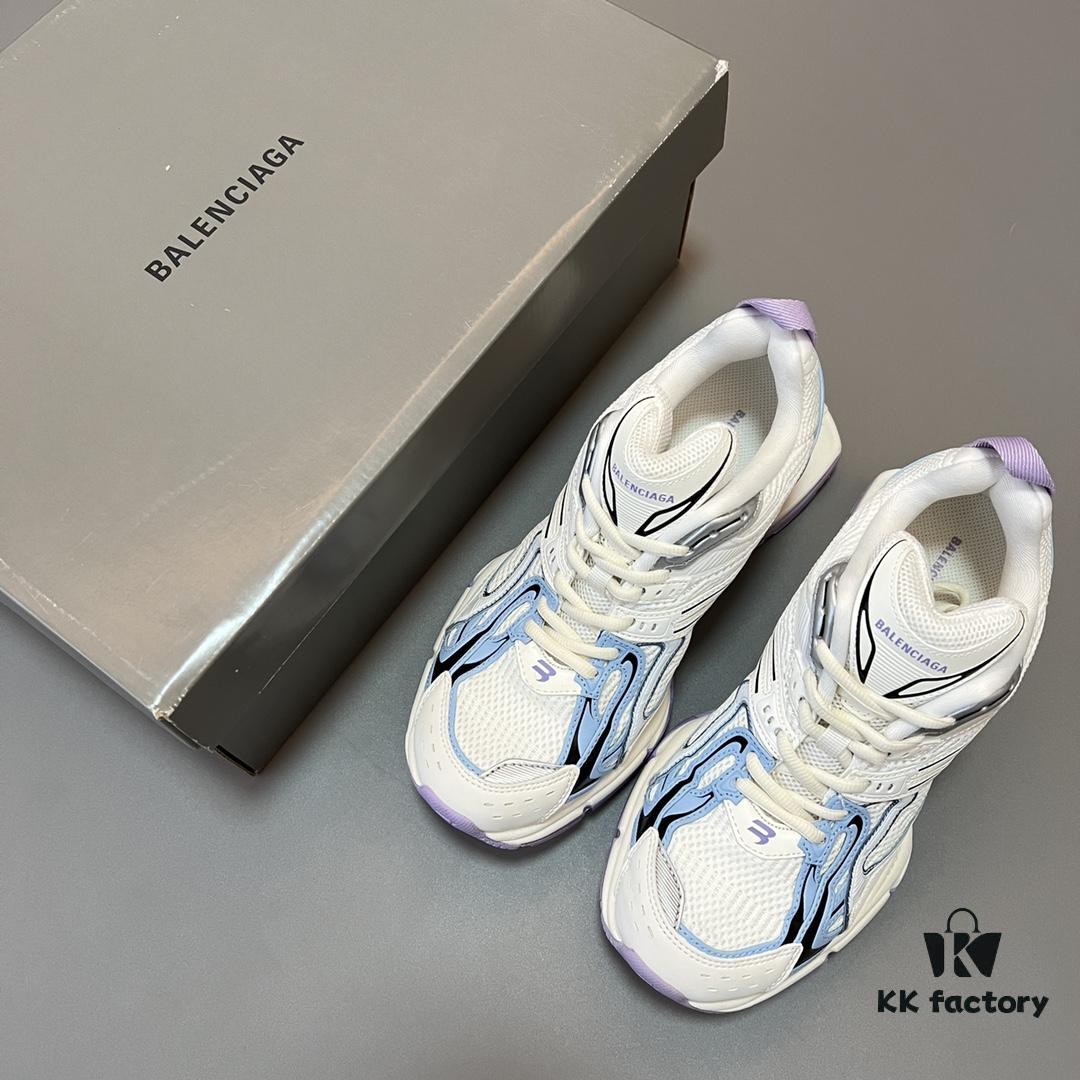 Balenciaga X-Pander Mesh Nylon Lace-Up Non-Slip Low-Cut Sneakers in White, Blue, and Purple