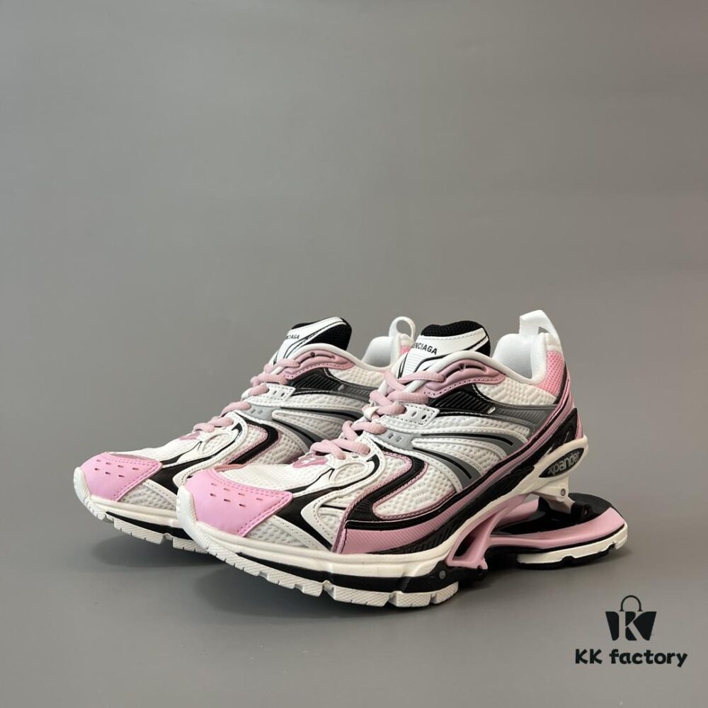 Balenciaga X-Pander Mesh Nylon Lace-Up Non-Slip Low-Cut Sneakers in White, Black, and Pink