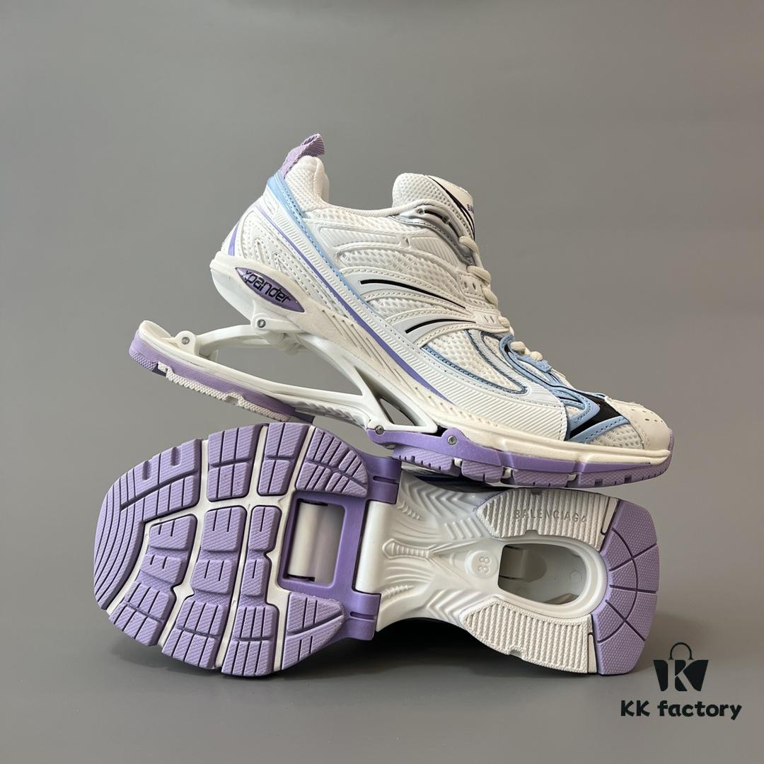 Balenciaga X-Pander Mesh Nylon Lace-Up Non-Slip Low-Cut Sneakers in White, Blue, and Purple