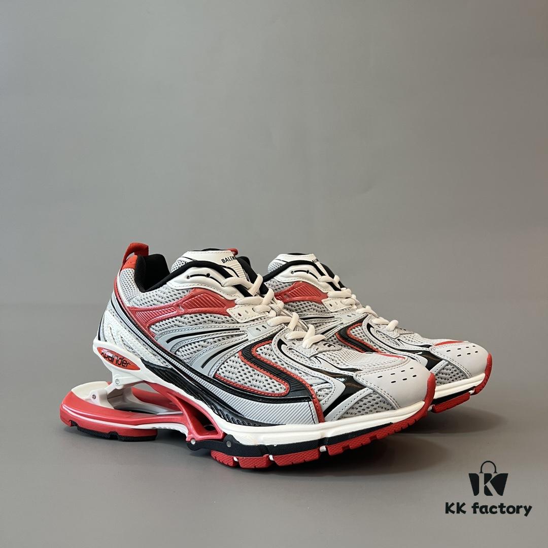 Balenciaga X-Pander Mesh Nylon Lace-Up Non-Slip Low-Cut Sneakers in Grey and Red