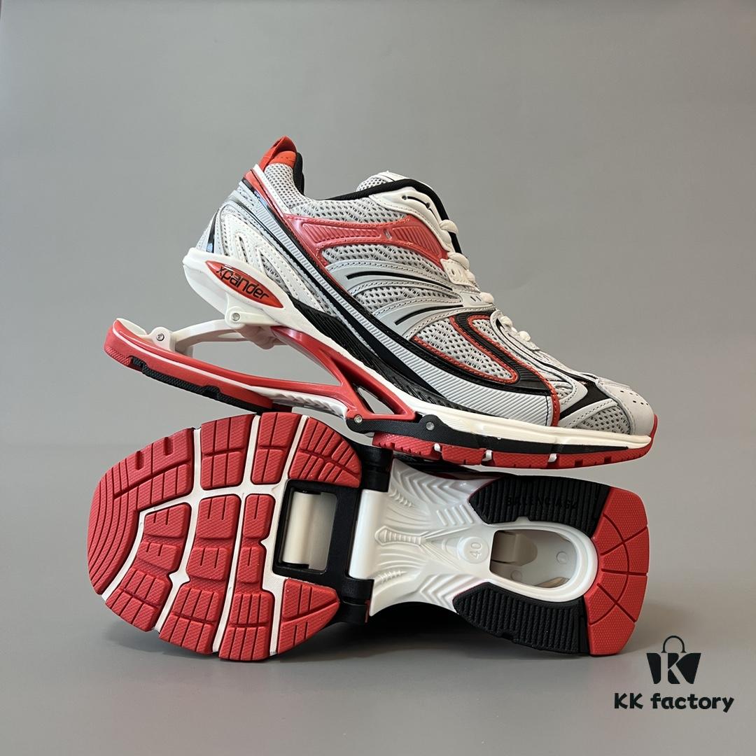 Balenciaga X-Pander Mesh Nylon Lace-Up Non-Slip Low-Cut Sneakers in Grey and Red