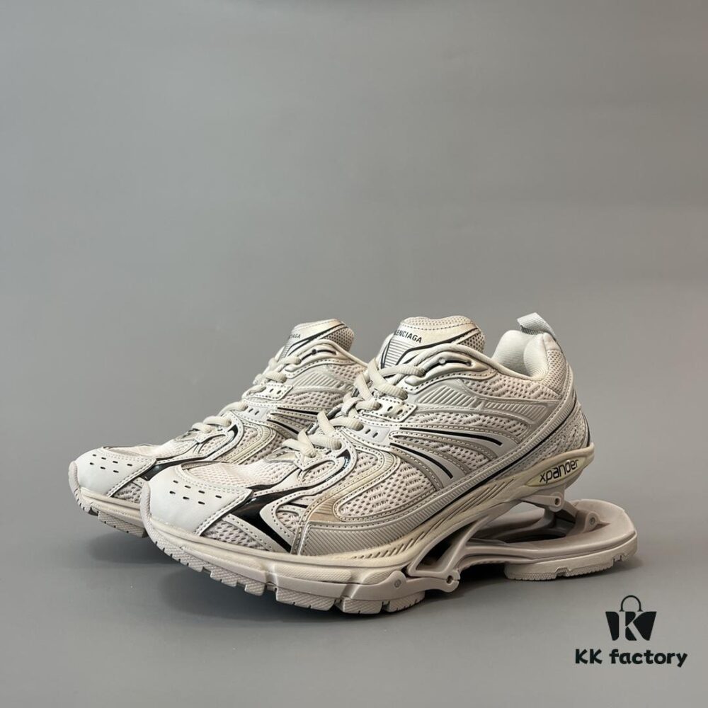 Balenciaga X-Pander Mesh Nylon Lace-Up Non-Slip Low-Cut Sneakers in Beige Brown