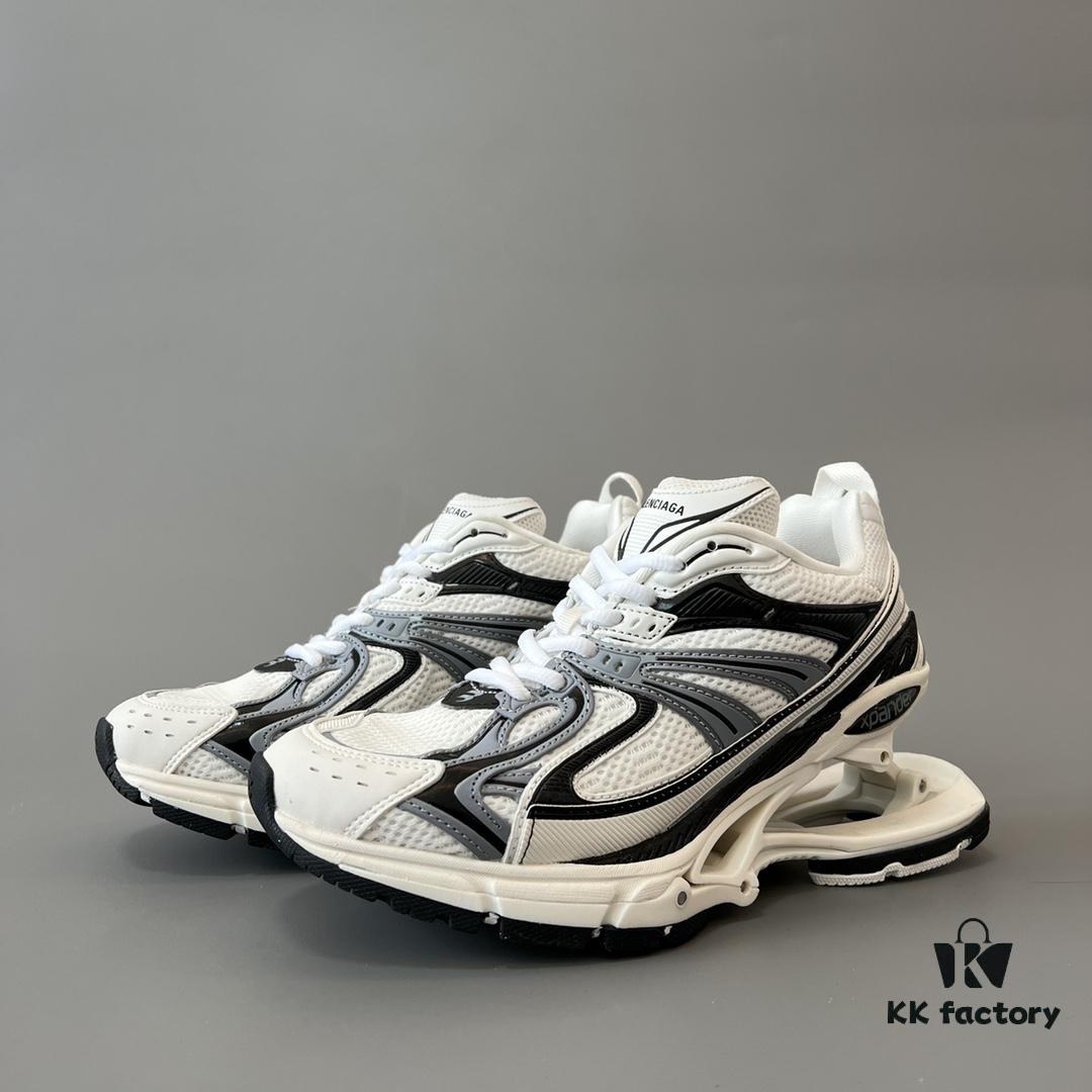 Balenciaga X-Pander Mesh Nylon Lace-Up Non-Slip Low-Cut Sneakers in Grey, White, and Black