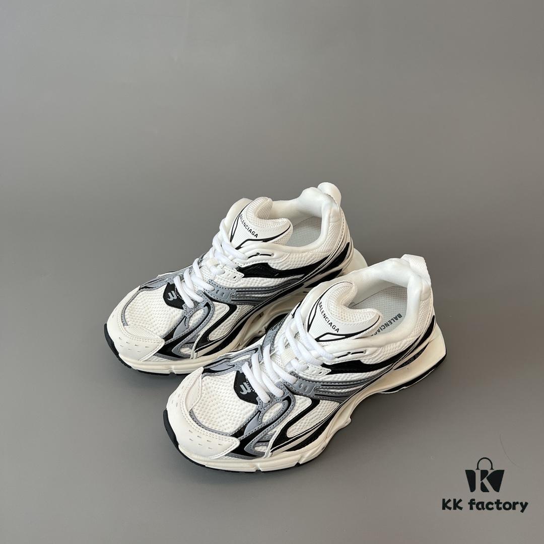 Balenciaga X-Pander Mesh Nylon Lace-Up Non-Slip Low-Cut Sneakers in Grey, White, and Black