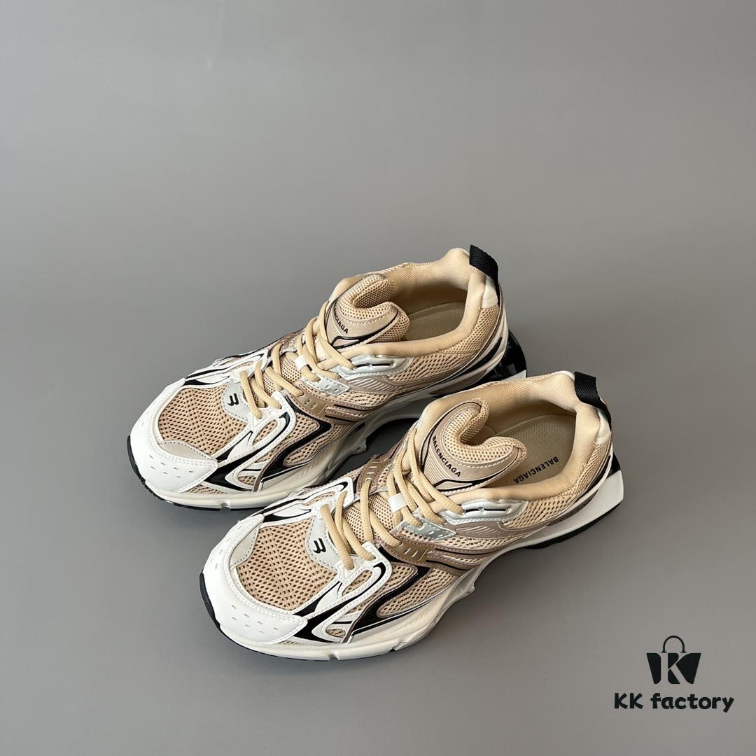 Balenciaga X-Pander Mesh Nylon Lace-up Non-slip Low-top Athletic Leisure Shoes in Rose Gold