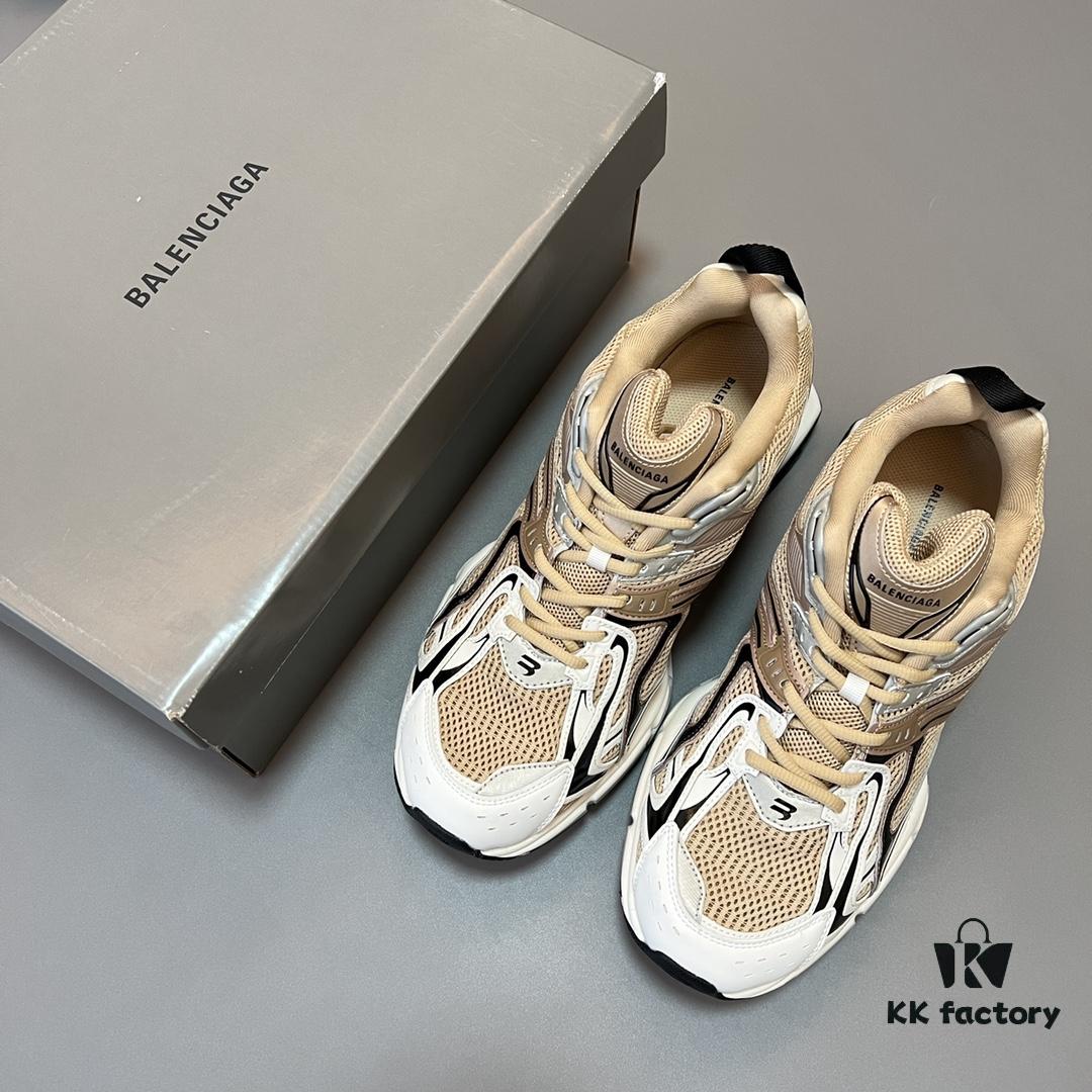 Balenciaga X-Pander Mesh Nylon Lace-up Non-slip Low-top Athletic Leisure Shoes in Rose Gold