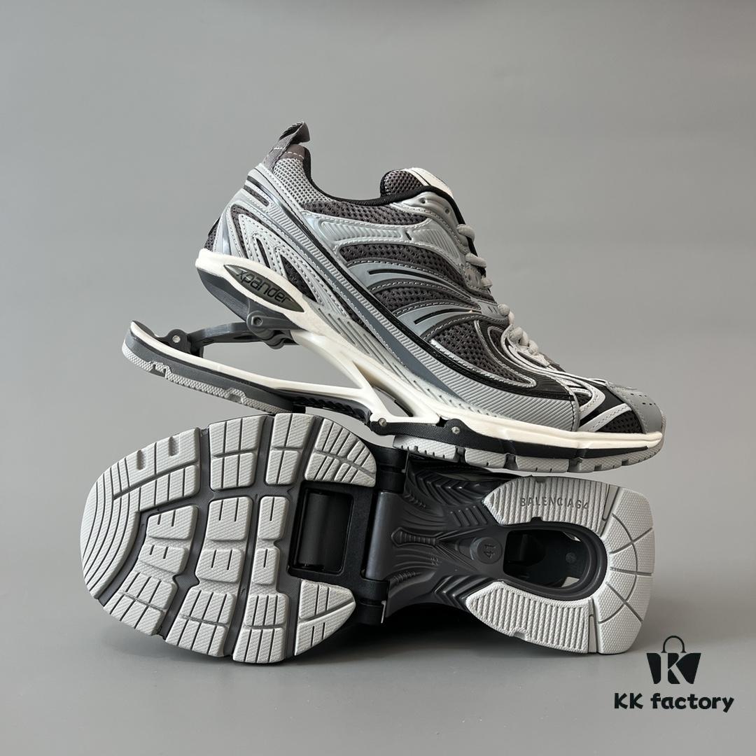 Balenciaga X-Pander Mesh Nylon Low-Top Lace-Up Sneakers in Grey