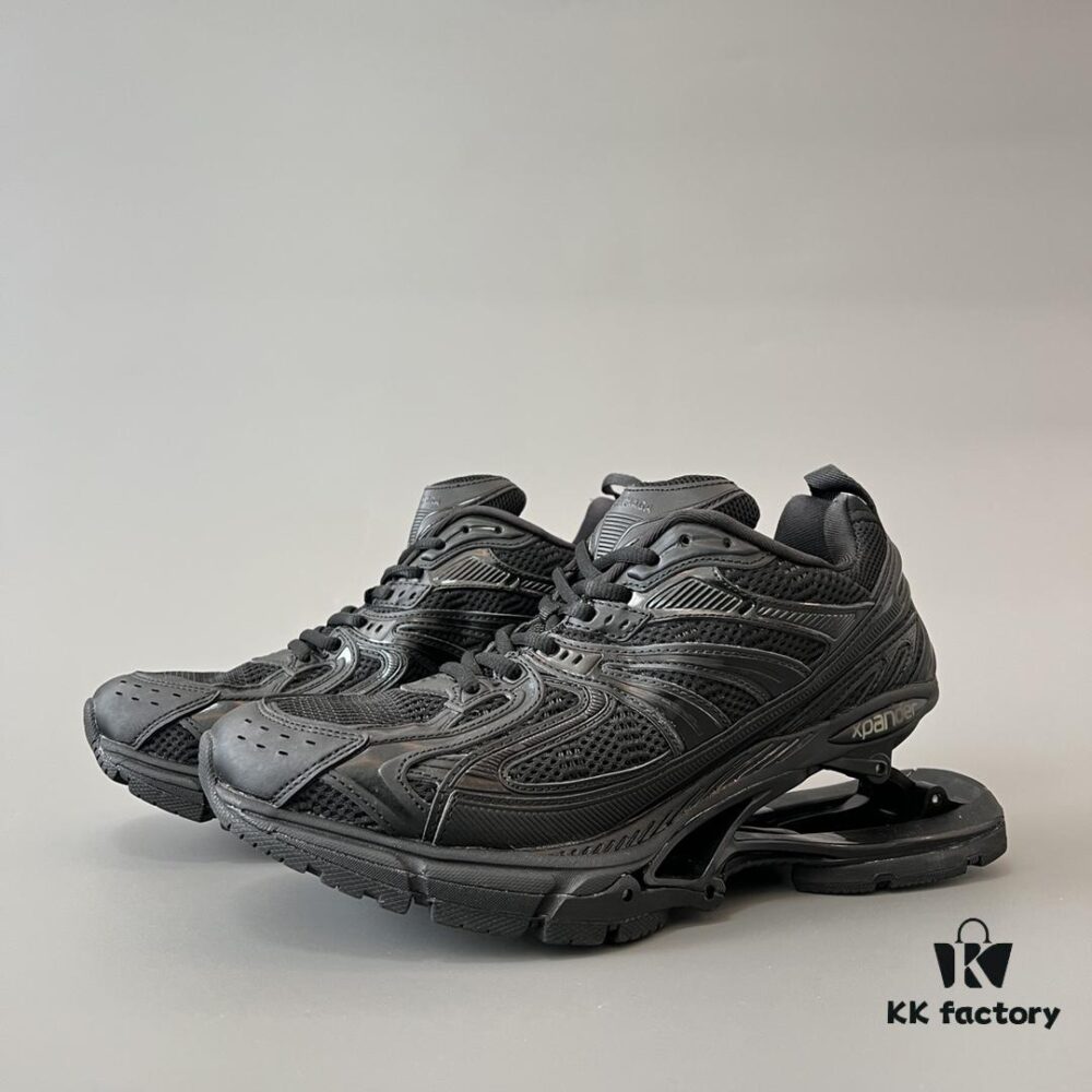 Balenciaga X-Pander Mesh Nylon Lace-Up Non-Slip Low-Cut Sneakers in Black