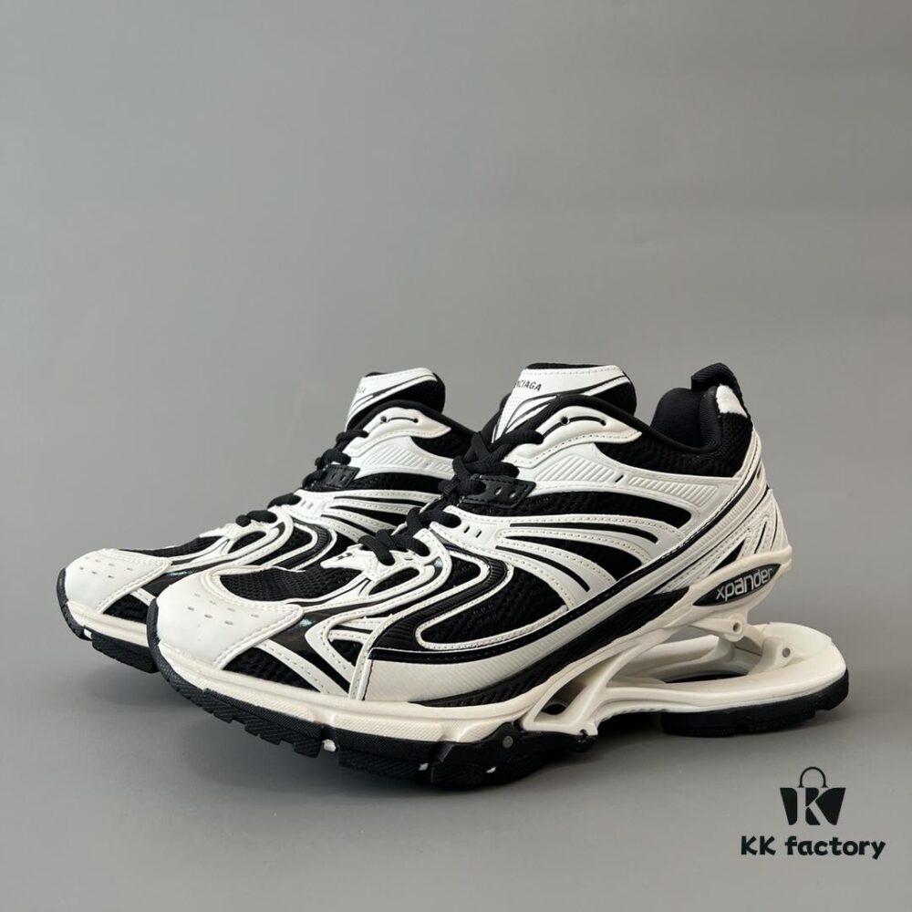 Balenciaga X-Pander Mesh Nylon Lace-Up Non-Slip Low-Top Sneakers in White and Black