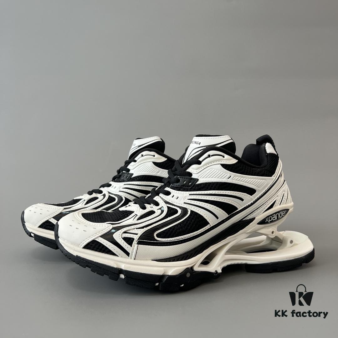 Balenciaga X-Pander Mesh Nylon Lace-Up Non-Slip Low-Top Sneakers in White and Black