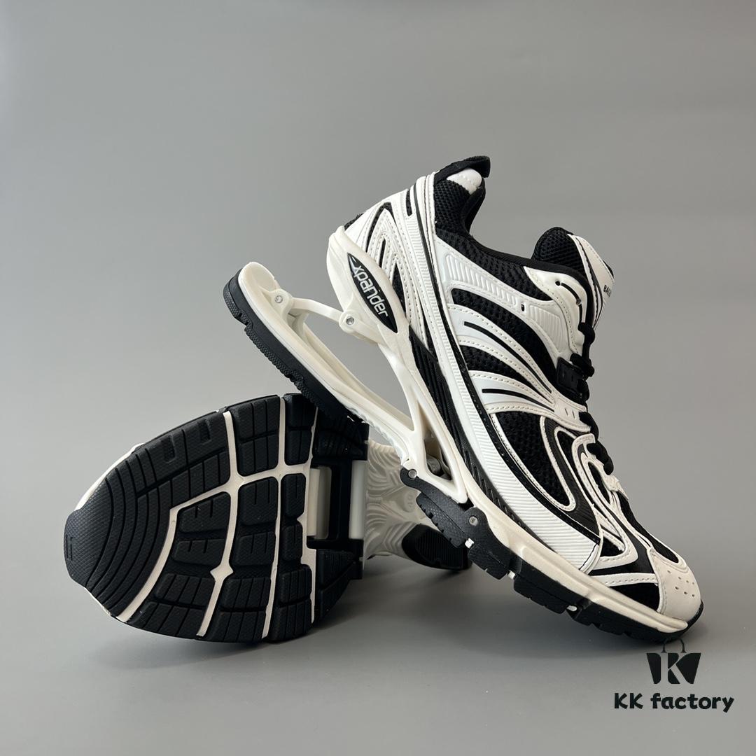 Balenciaga X-Pander Mesh Nylon Lace-Up Non-Slip Low-Top Sneakers in White and Black