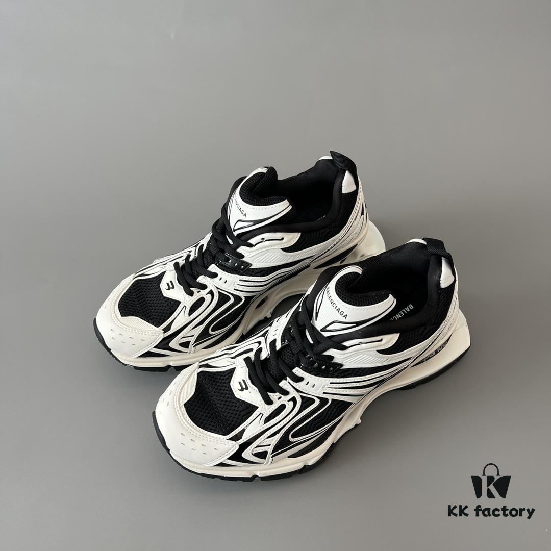 Balenciaga X-Pander Mesh Nylon Lace-Up Non-Slip Low-Top Sneakers in White and Black