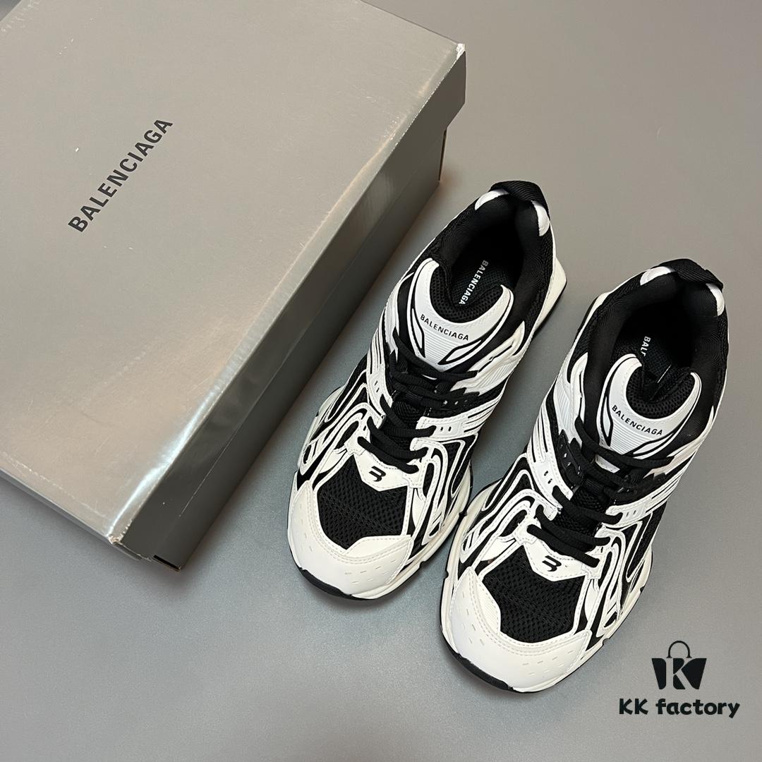 Balenciaga X-Pander Mesh Nylon Lace-Up Non-Slip Low-Top Sneakers in White and Black