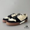 FENDI Match Unisex Retro Patchwork Leather Sneakers in Black and White