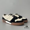 FENDI Match Unisex Retro Patchwork Leather Sneakers in Black and White