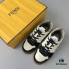 FENDI Match Unisex Retro Patchwork Leather Sneakers in Black and White