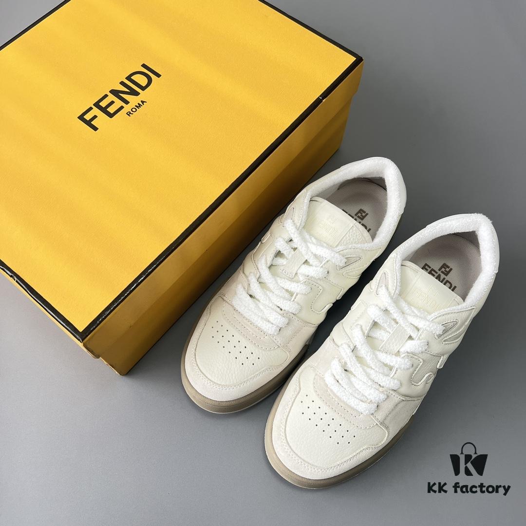 FENDI Match Vintage Patchwork White Sneakers Unisex