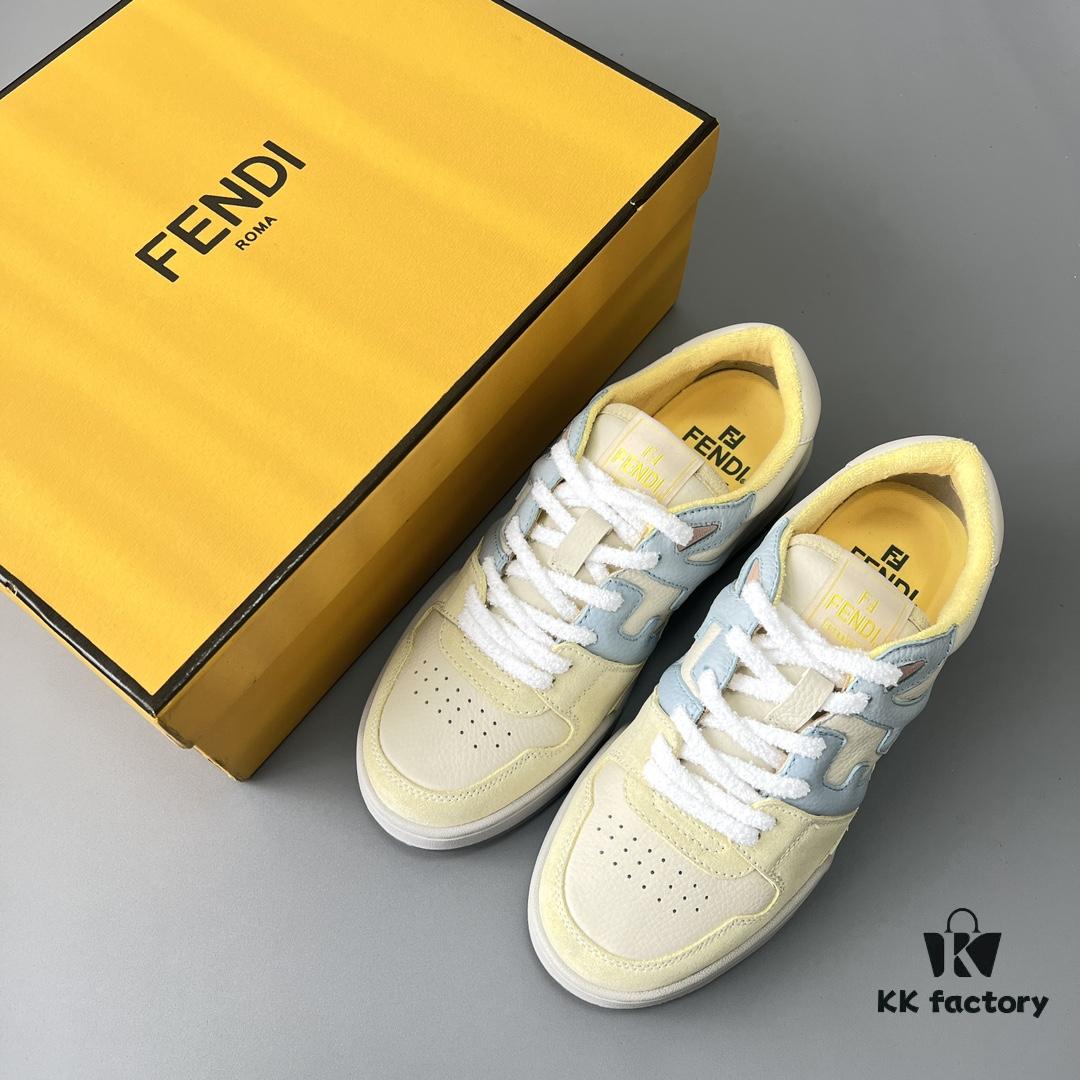 FENDI Match Vintage Patchwork Sneakers Unisex Yellow
