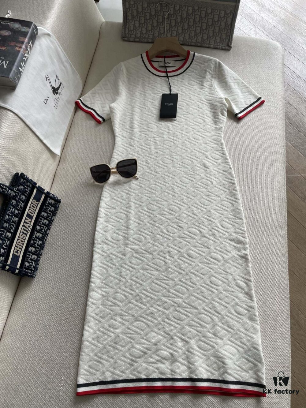 FEND* Fashion Knit Short-Sleeve Dress with All-Over Logo