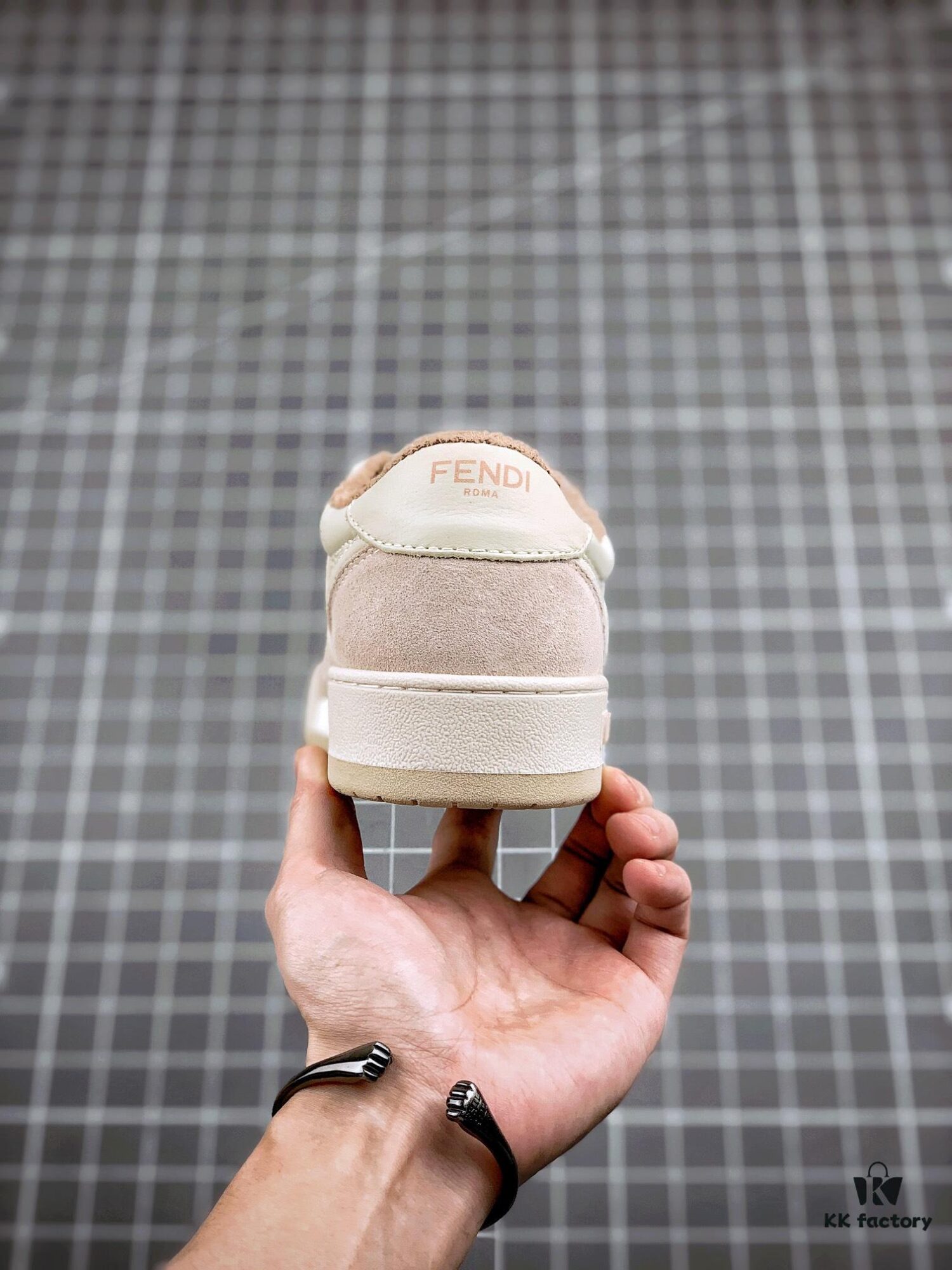 FENDI Match Unisex Casual Sneakers, Designer Kim Jones Latest Release, Luxurious Leather and Suede Fusion with FF Logo, Anti-Scratch Chip Embedded Sole