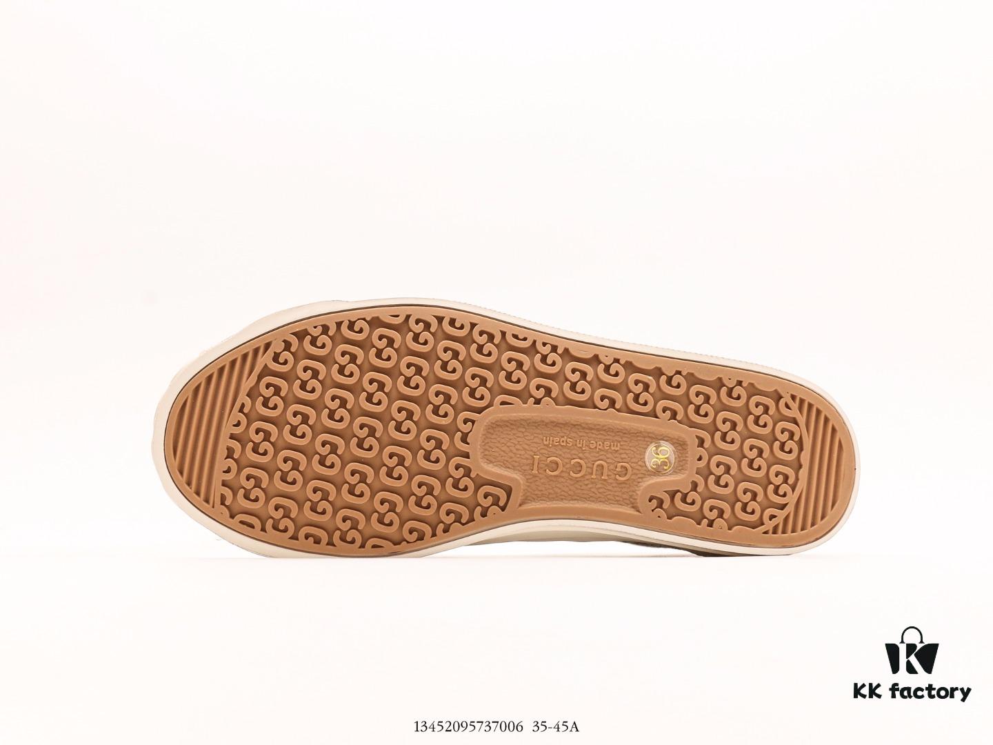 Gucci Tennis 1977 Canvas Sneakers, Classic Vintage-Style GG Supreme Canvas Men's Shoes with Red and Green Web Stripe and Natural Rubber Sole