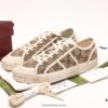 Gucci Tennis 1977 Vintage Canvas Sneakers, Iconic GG Supreme Pattern, Red and Green Web Stripe, Natural Rubber Sole, Classic Unisex Design