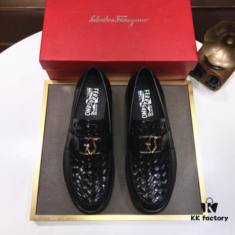 Ferragamo Men's Classic Dress Leather Shoes - Premium Imported Cowhide, Top-Quality Rubber Sole