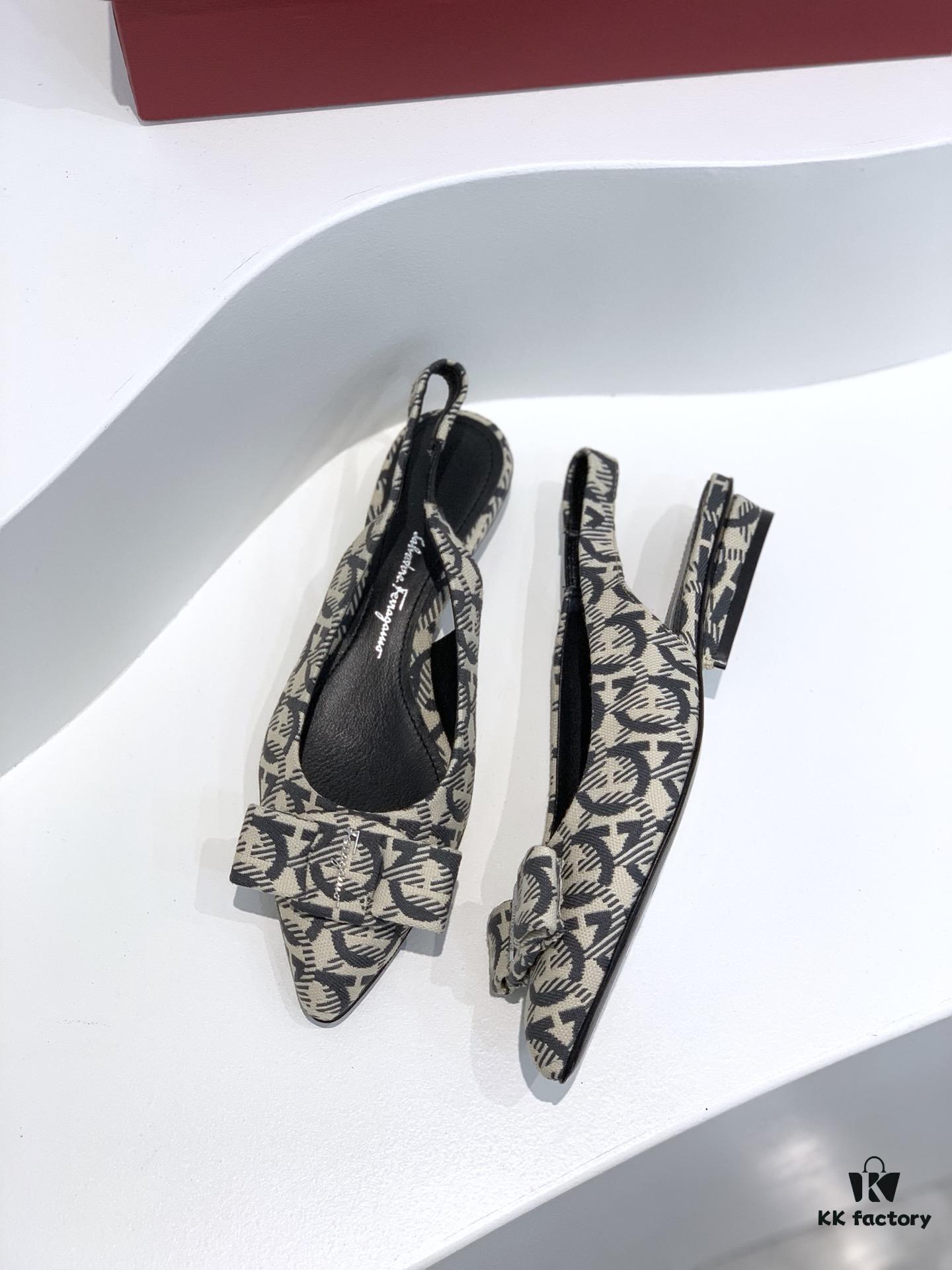 Salvatore Ferragamo Viva Series Open-Back Chunky Heel Sandals 2021 New Arrival - Premium Soft Lambskin Leather Women's Sandals