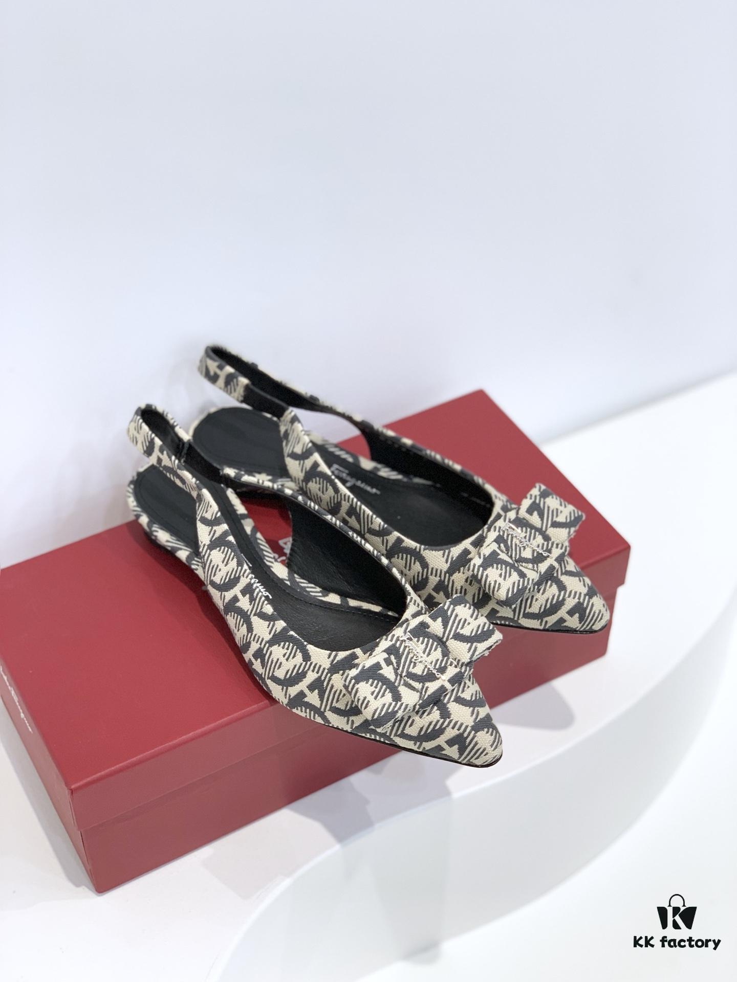 Salvatore Ferragamo Viva Series Open-Back Chunky Heel Sandals 2021 New Arrival - Premium Soft Lambskin Leather Women's Sandals