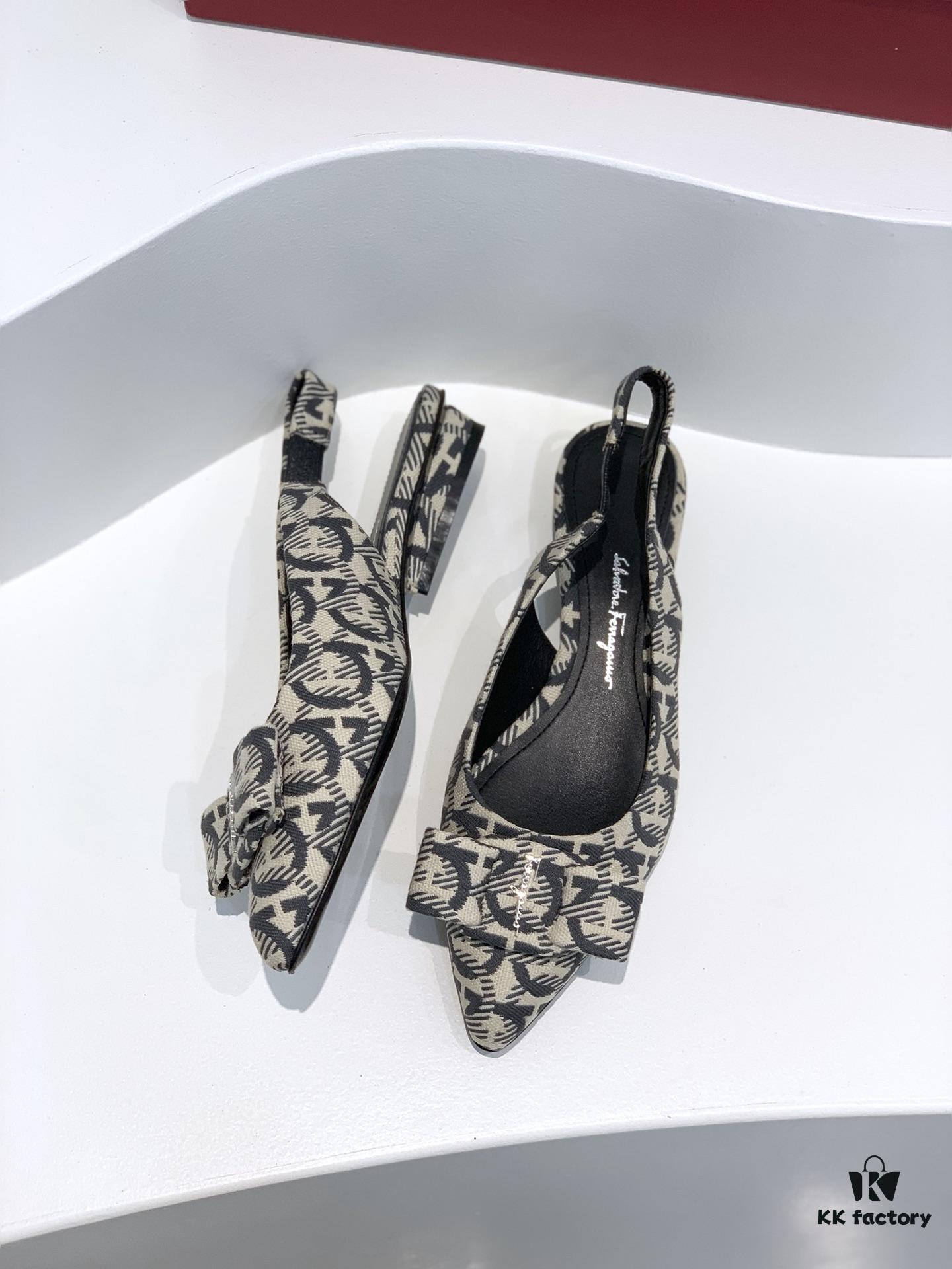 Salvatore Ferragamo Viva Series Open-Back Chunky Heel Sandals 2021 New Arrival - Premium Soft Lambskin Leather Women's Sandals