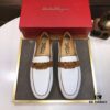 Ferragamo Latest Model Genuine Imported Top-Grade Cowhide Handwoven Loafers with Premium Calfskin Lining and Original Luxury Metal Buckle