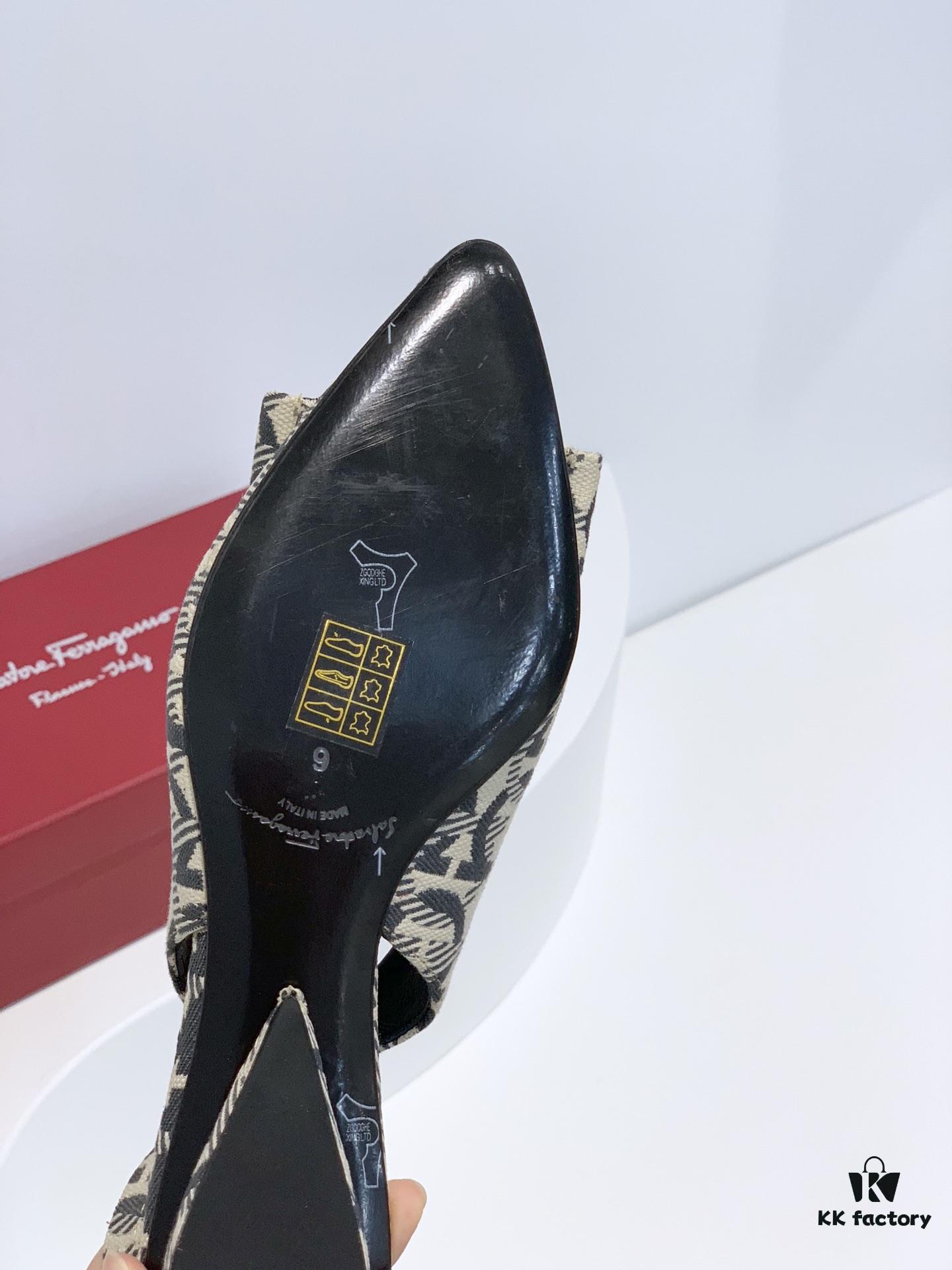 Salvatore Ferragamo Viva Series Open-Back Chunky Heel Sandals 2021 New Arrival - Premium Soft Lambskin Leather Women's Sandals